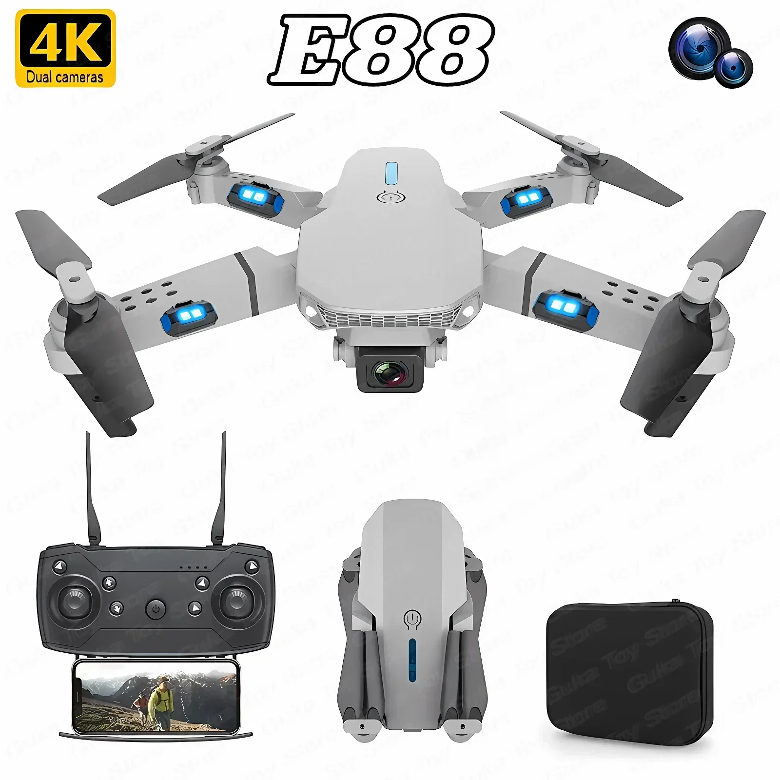E88 Pro WIFI FPV Droneมุมกว้าง - Drone Lidar บทวิจารณ์และราคา